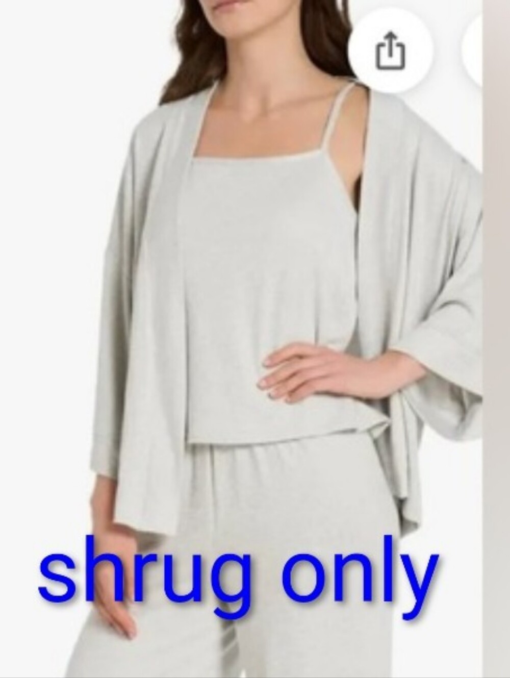 Lemon Soft Brown Grey Lounge Shrug, Sweater, Cover Up. Size XL. 3/4 Sleeves.